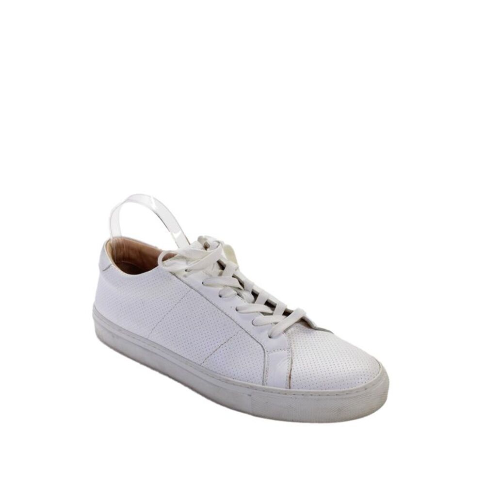 Greats Mens Leather Lace Up Low Top Walking Sneakers White Size 43